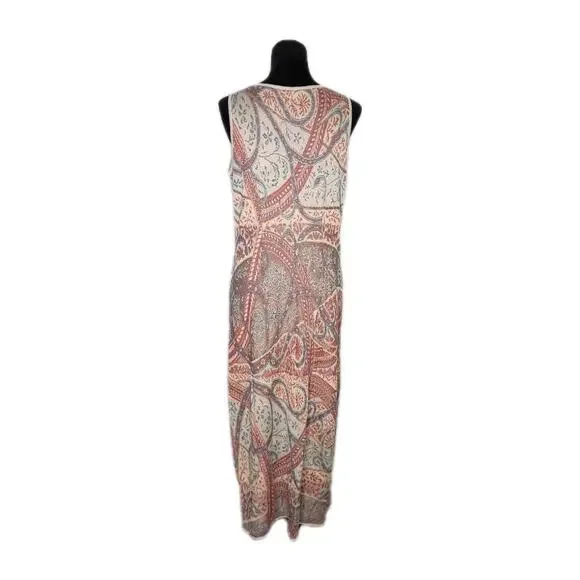 Peruvian Connection Pima Cotton Knit Floral Sleeveless Sheath Maxi Dress Sz M - Picture 3 of 9